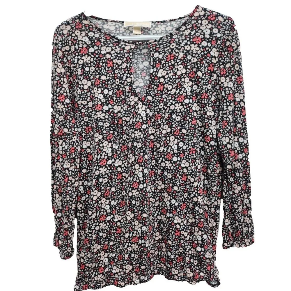 Michael‎ Michael Kors Womens Blouse Top Size Medium Floral Keyhole BOHO